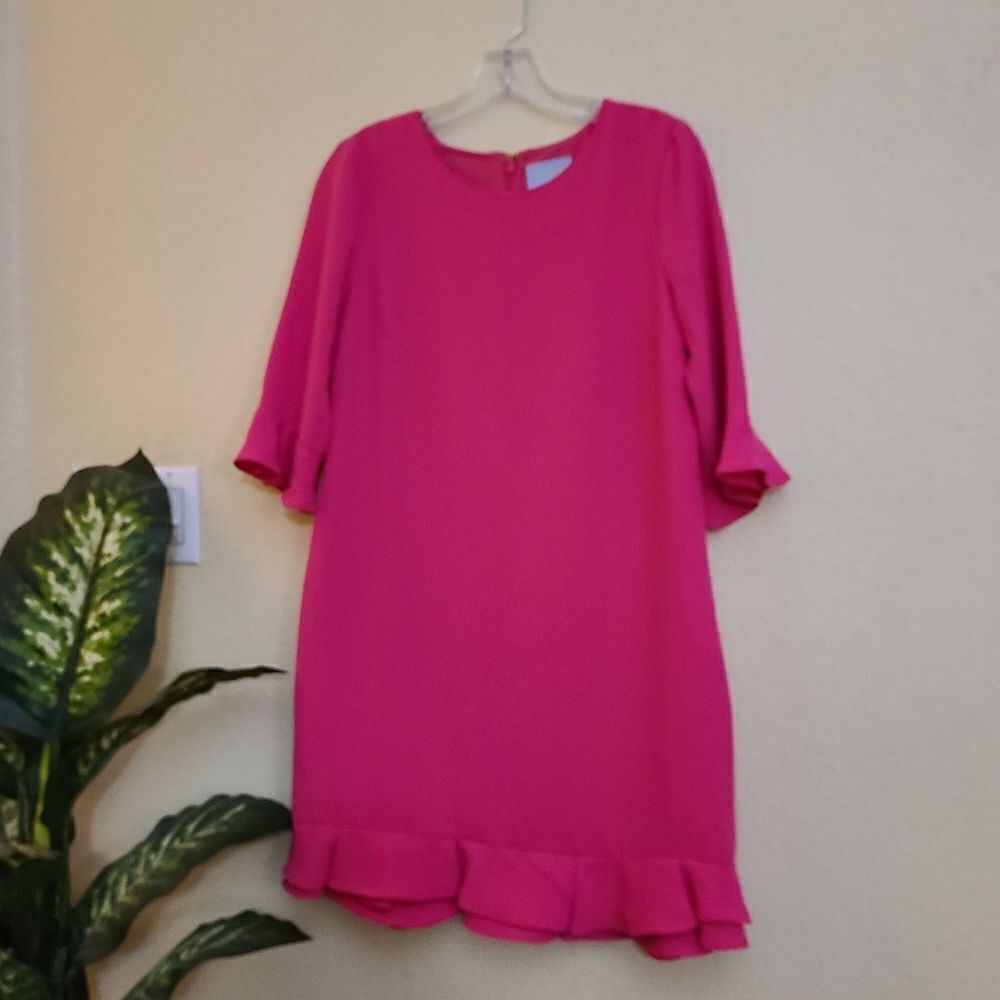 CeCe Pink Ruffle Hem Dress, size 6 - Picture 2 of 14